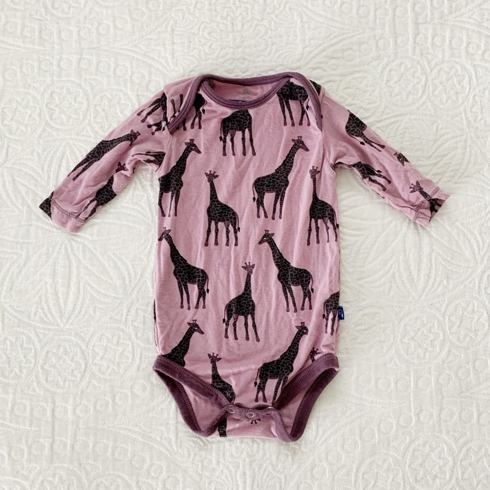 Kickee Pants Bamboo Long Sleeve One Piece, Giraffe